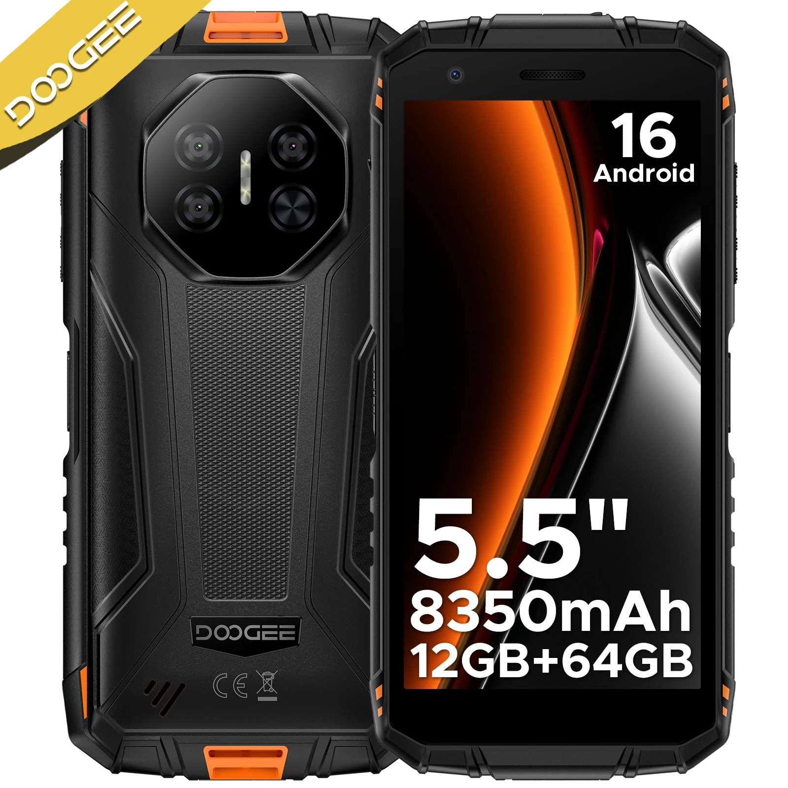 DOOGEE Fire 3 Rugged Phone 8350mAh Battery 5.5'' Display 12GB RAM (3GB+9GB)+64GB ROM Android 15 Smartphone Widevine L1 Cellphone