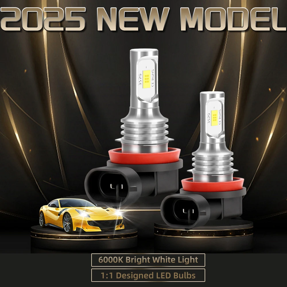 2Pcs H8 H11 LED Bulb H16JP 9005 HB3 9006 HB4 H7 HP5 Lamp Super Bright Car Fog Lights DRL Day Driving Running Light 12V 6000K