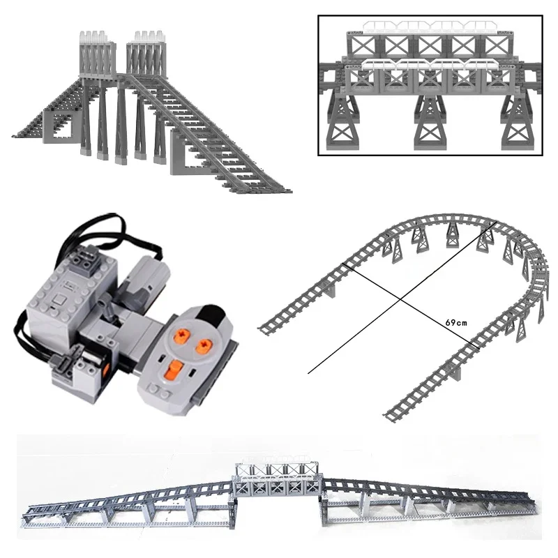 MOC Treintunnel Exit Ingang Model Set Stadstrein Container Olietank Kits Mountain Railway Track Verkeerslichten Leduo Block - afbeelding 2