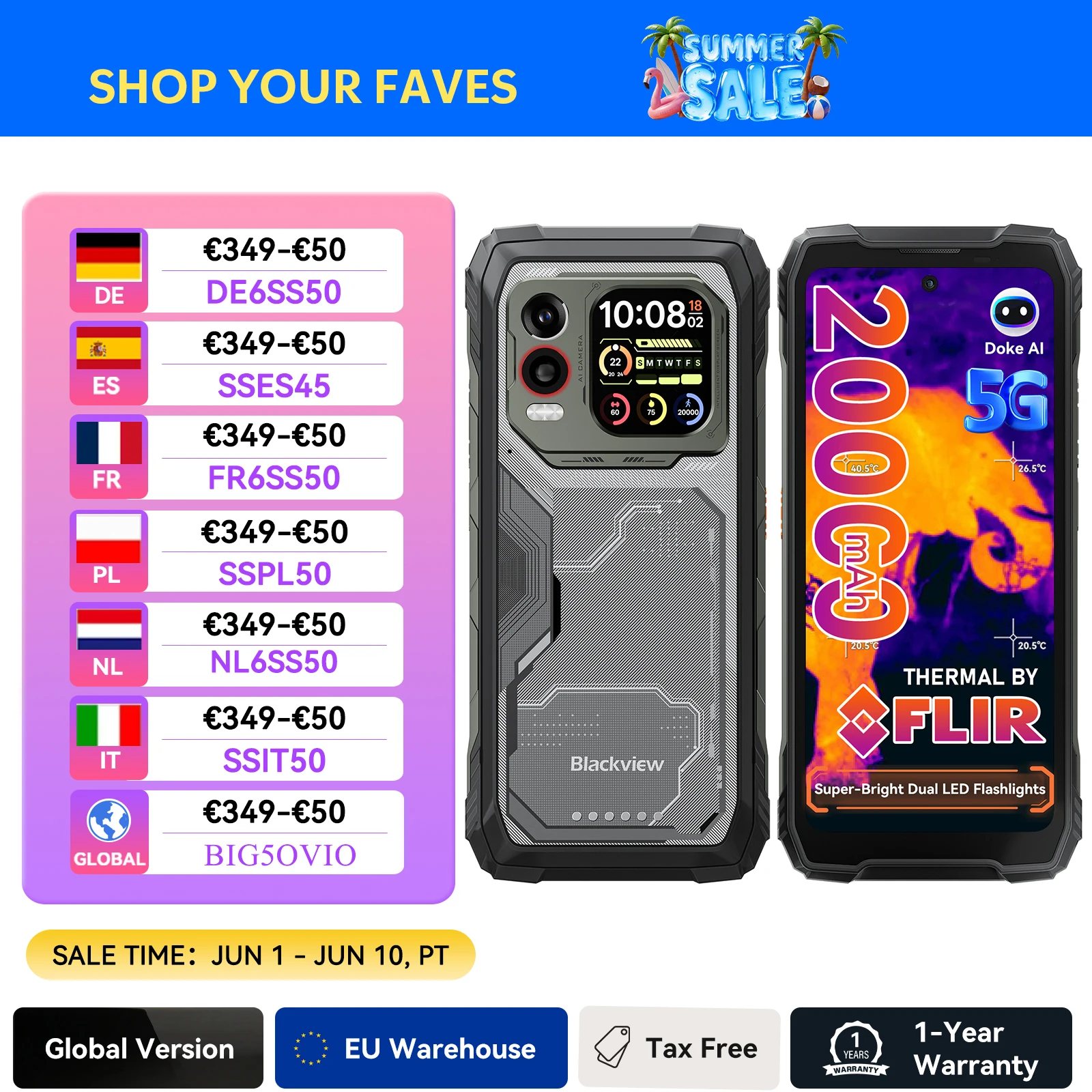Blackview XPLORE 1 Pro 5G : Téléphone robuste avec imagerie thermique, écran principal 6,78 pouces 120 Hz et écran secondaire 2,01 pouces, batterie 20000 mAh et lampe torche 170 lm
