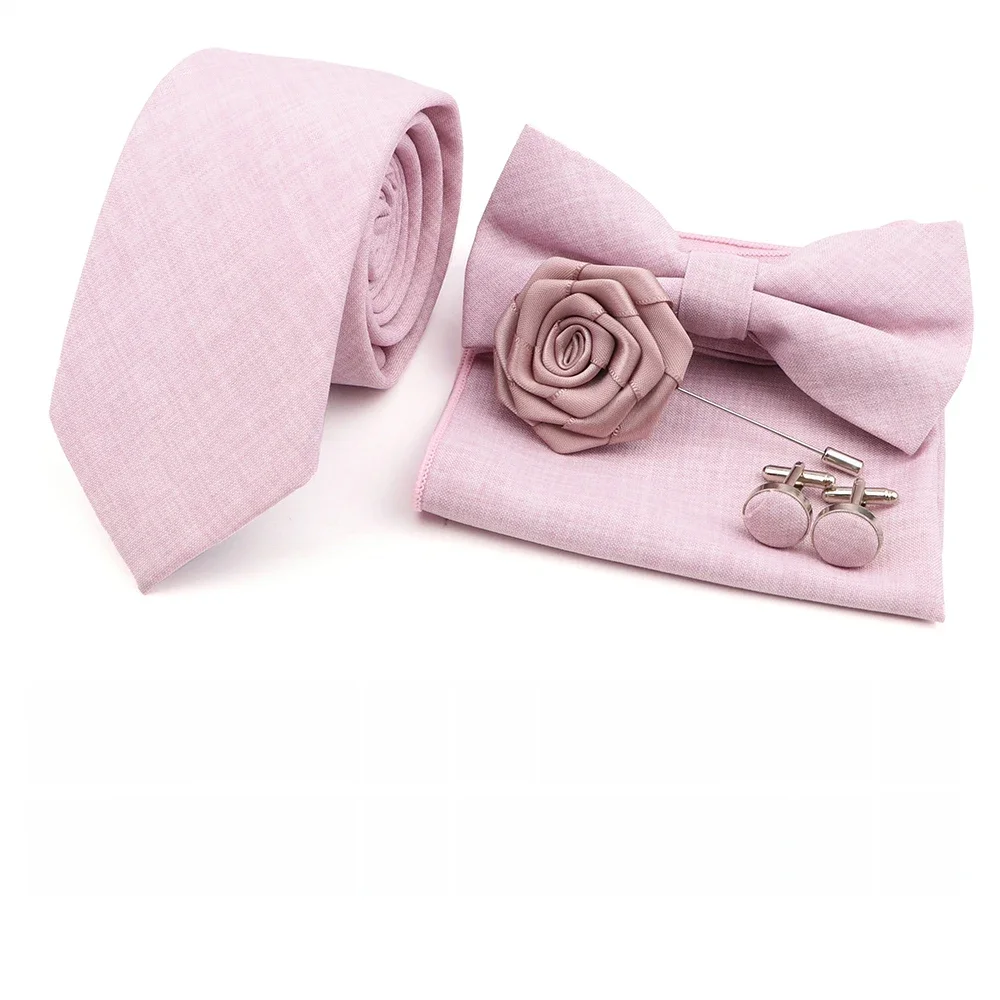 Ensemble de cravates classiques en coton pour hommes, nouveau Design, 27 couleurs, mouchoir carré de poche, bouton de manchette, nœud papillon pour accessoires de fête de mariage, cadeaux