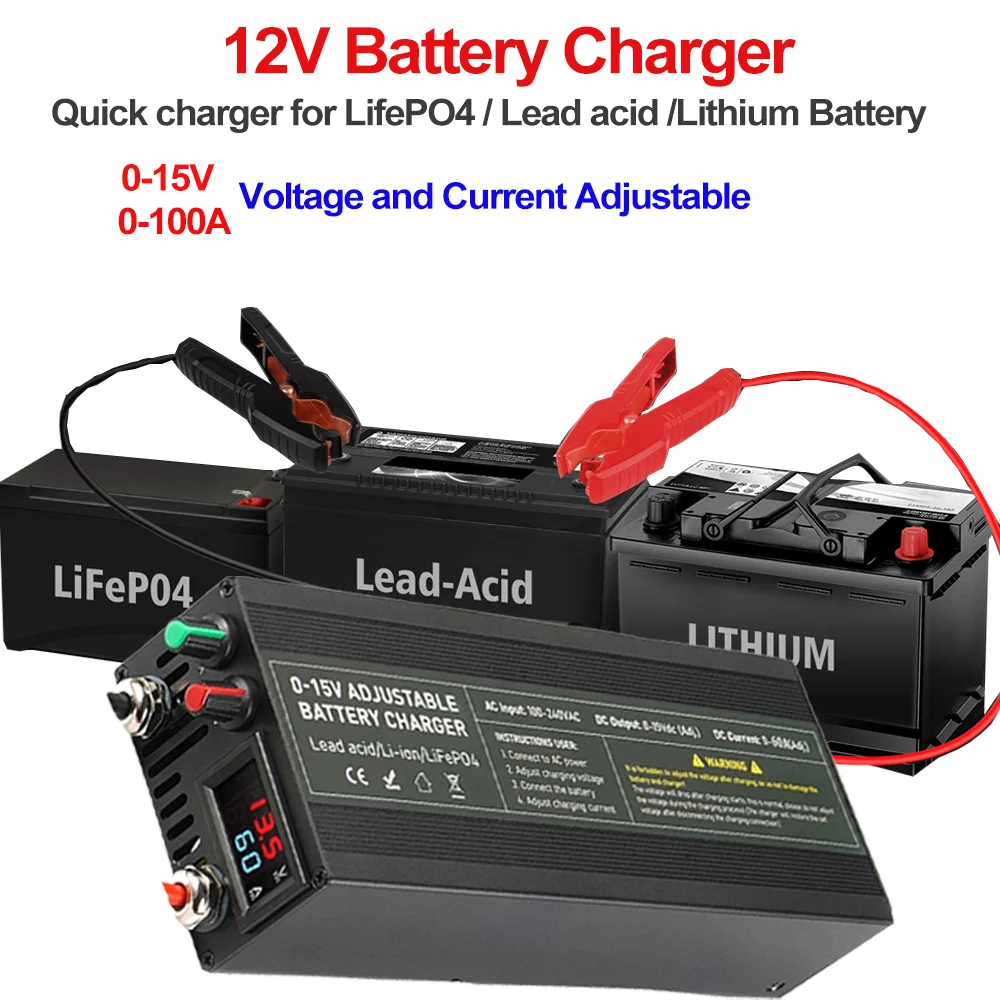 14,6 V 60 A 100 A Nastavitelná napěťová nabíječka baterií 110 V-240 V Vstup pro lithium-železitý fosfát, ternární lithium-olověné baterie - náhled 3