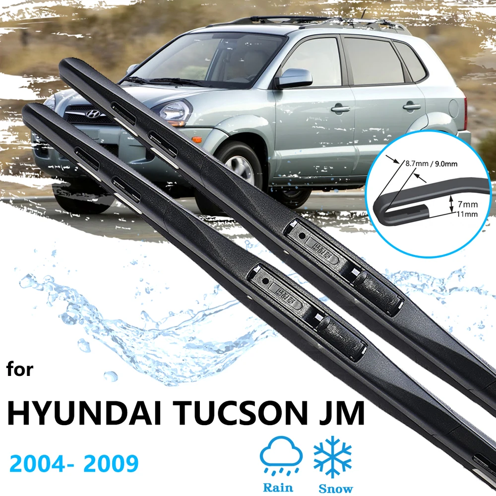 For Hyundai Tucson JM 2004 2005 2006 2007 2008 2009 Front Rear Set Windscreen Window Wiper Blades Cutter U J Type Car Accessory