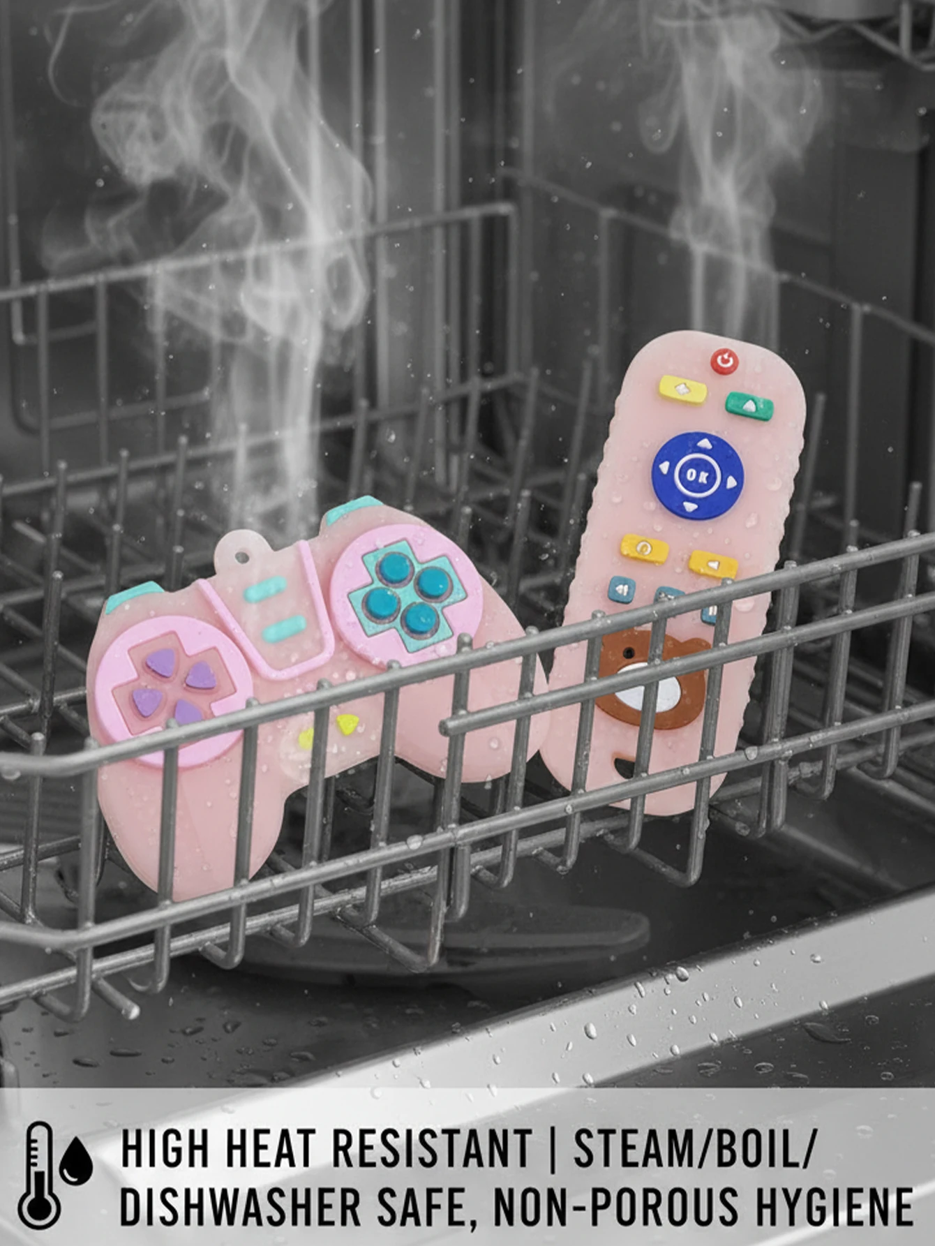 Baby Teether 2Pcs, Silicone Toy Controller and TV Remote for Babies Molar