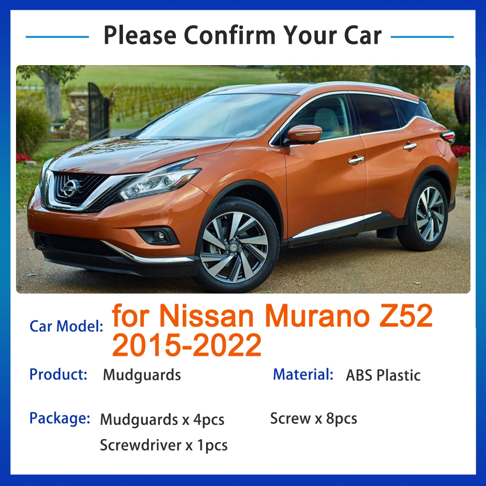 for Nissan Murano Z52 2015 2016 2017 2018 2019 2020 2021 2022 MudFlap Mudguards Splash Guards Fender Flare Front Car Accessories