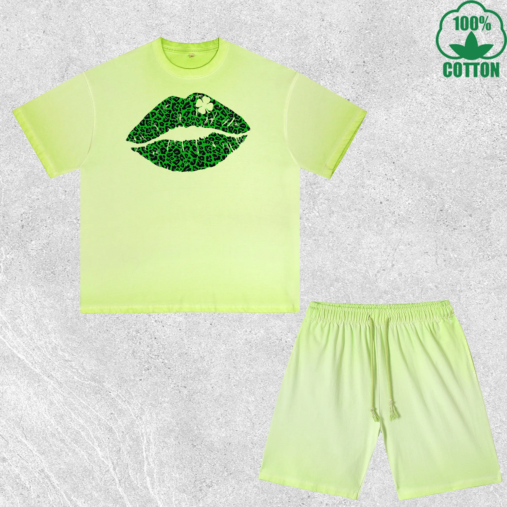 

Saint Patrick Kiss Printed Dirty Wash T-Shirt Shorts Set Multicolor Combo Loose Trendy Fashionable 100%Cotton Short Value Pack