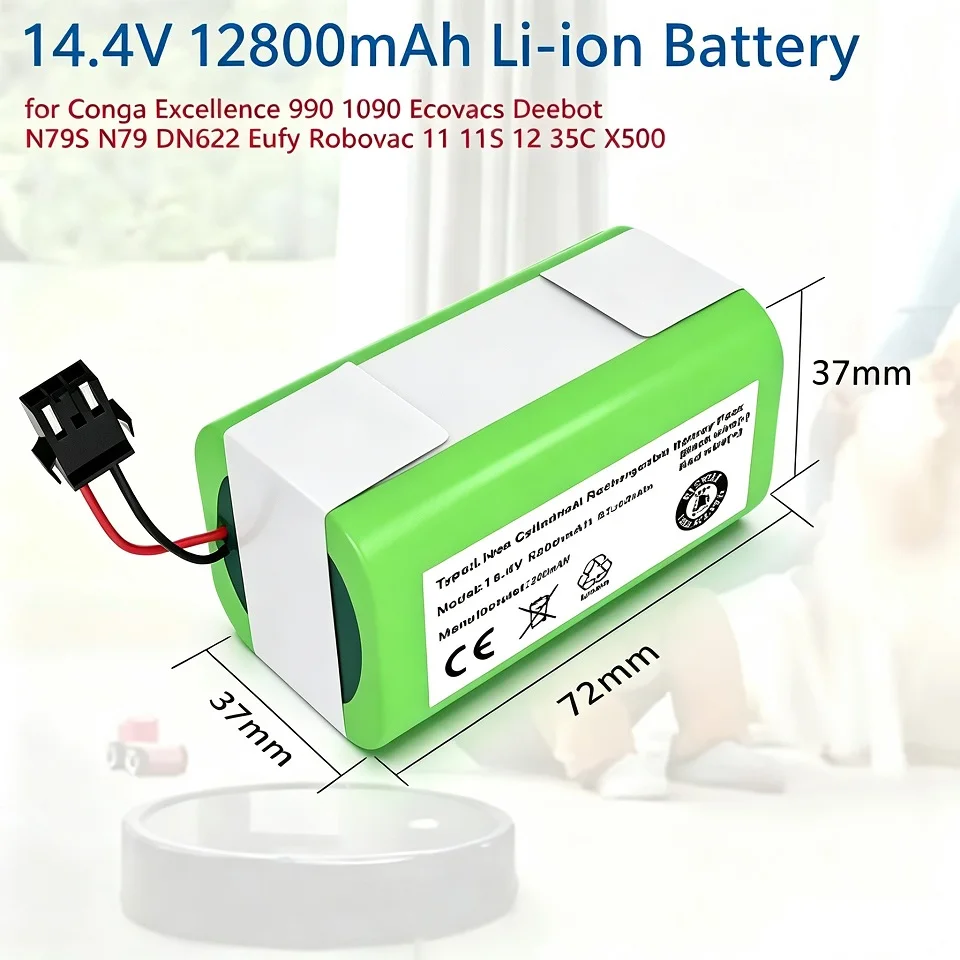 Batteria Li-ion 14,4V 12800mAh per Conga Excellence 990 1090 Ecovacs Deebot N79S N79 DN622 Eufy Robovac 11 11S 12 35C X500