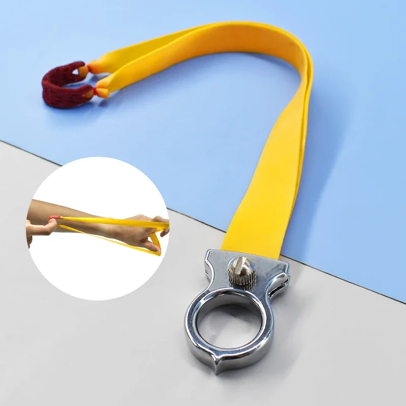 Fronde de poche avec anneau en acier inoxydable, fronde de tir, catapulte de munitions, chasse au doigt, élastique