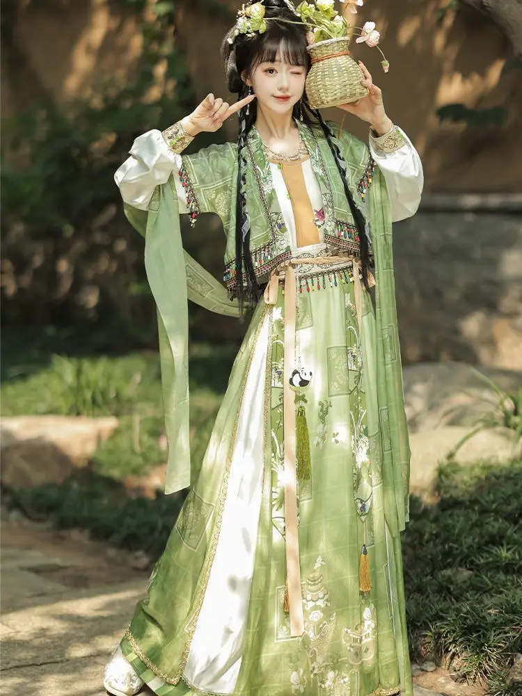 Chinese Hanfu Dress Women Cosplay Costume Vintage Ancient Exotic Style Green 3pcs Sets Party Outfit Hanfu Dress Plus Size XL