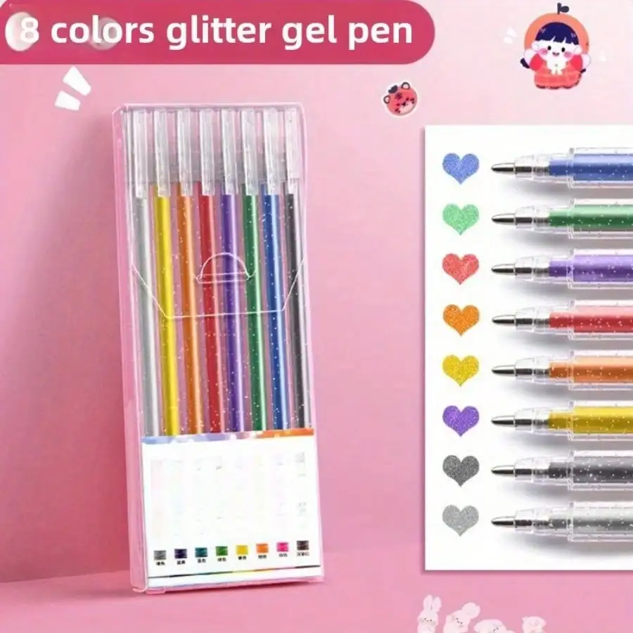 

Блестящие гелевые ручки, 8 цветов, металлические яркие блестящие гелевые ручки для раскрашивания, блестящие блестящие ручки для взрослых, цветные гелевые ручки
