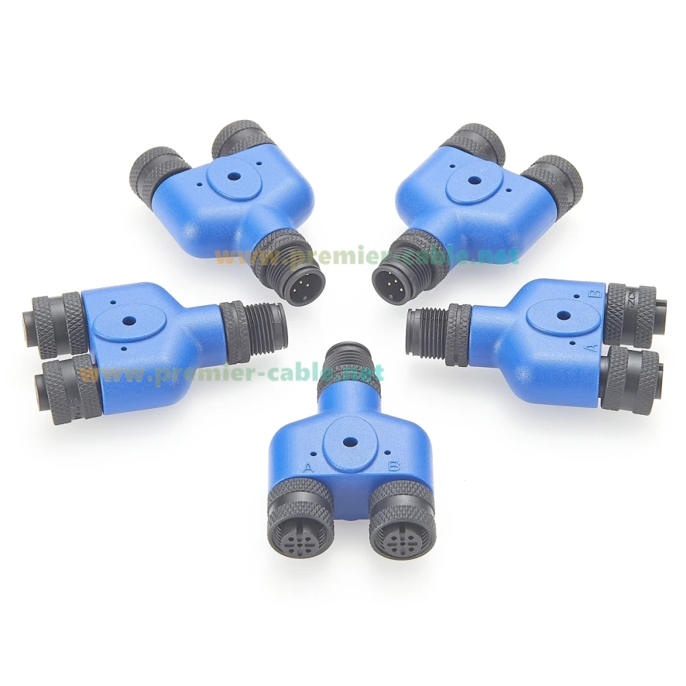 NMEA 2000 Multiport M12 Y Splitter Adapter IP67 N2K 3 Way M12 5Pin Male to Female Connector for CAN BUS CANOpen Garmin Lowrance