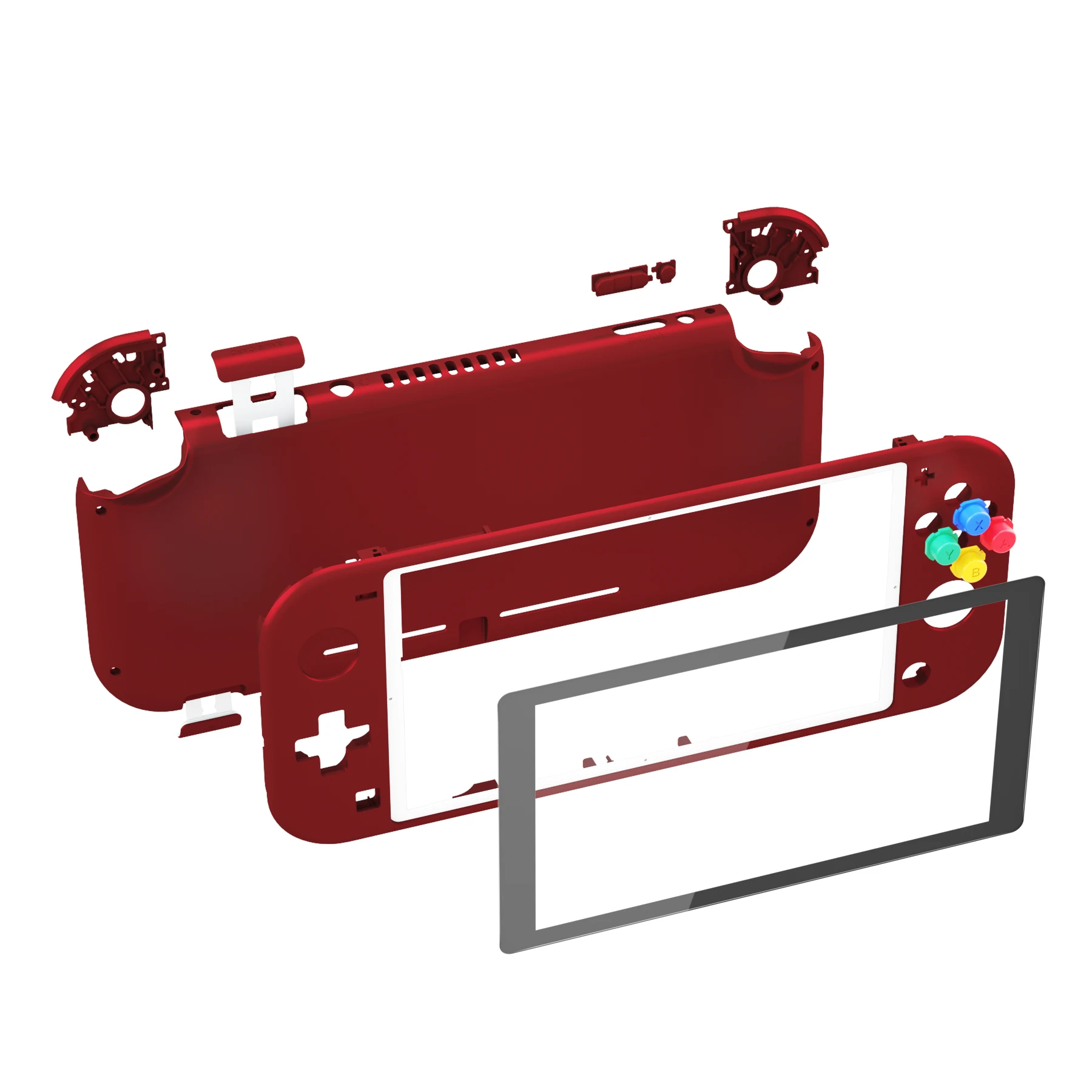 eXtremeRate Soft Touch DIY Replacement Shell Housing Case Cover with Screen Protector for NS Switch Lite - Scarlet Red