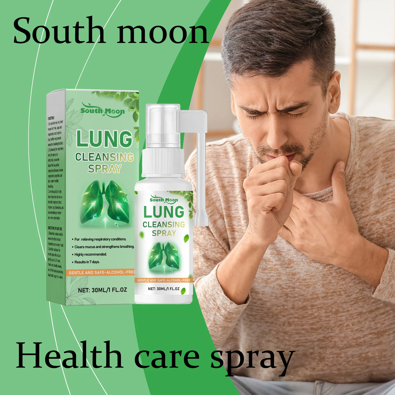

South Moon Herbal Body Care Spray Lung Cleaning Promote Smooth Breathing Restore Fresh Breathing Reduce Discomfort Health Care