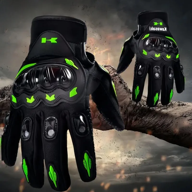 AliExpress Kawasaki motorcycle gloves full finger gloves anti slip and wear-resistant off-road racing bicycle protective equipment gloves