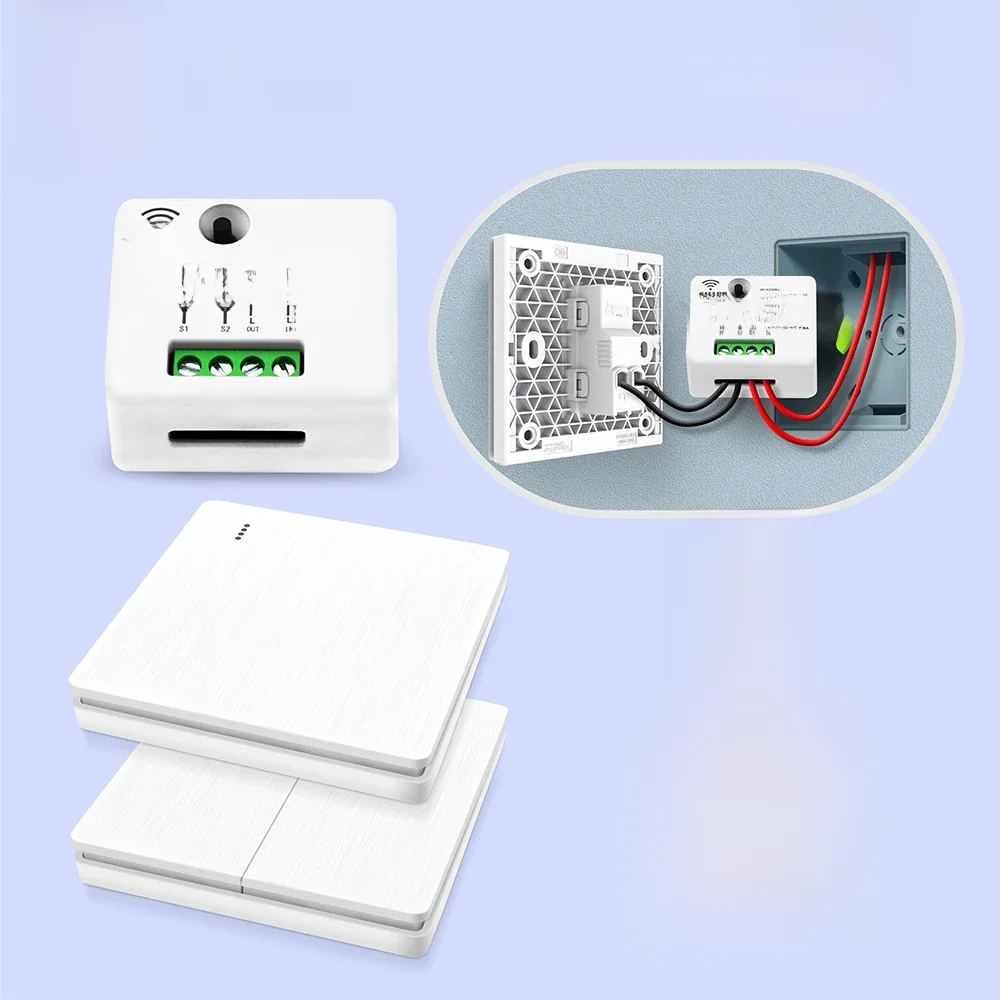 Bezprzewodowy inteligentny włącznik światła RF bez neutralnego odbiornika przekaźnikowego 433Mhz AC 220V 110V Mini Moudle lampa zdalnie sterowana pojedyncza na żywo — zdjęcie 2