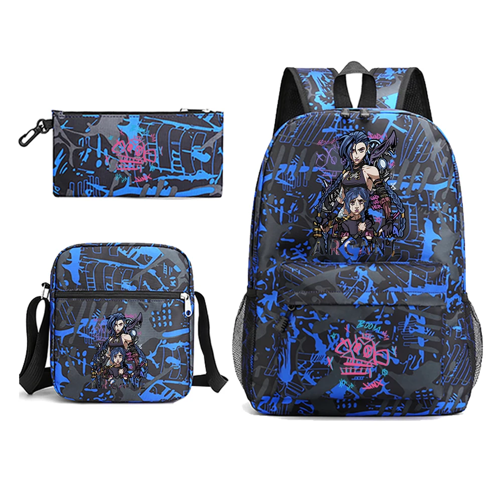 3pcs Arcane-Jinx Backpack School Bags For Boys Girls Teenagers Laptop Mochilas Shoulder Bags