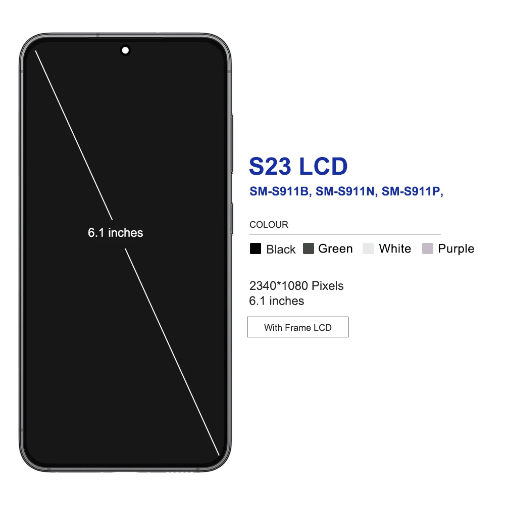 TFT Tested For Samsung S23 LCD S911 S911B S911U Display Touch Screen Digitizer For Samsung S23 5G Screen With Frame