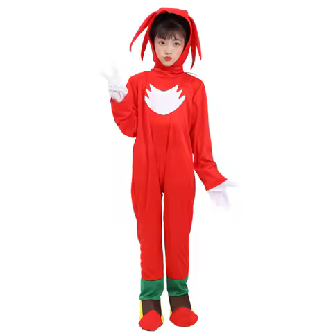 Halloween Costume Boy Hedgehog Red Sonic Children Red Knuckles Jumpsuit New Stage Uniform