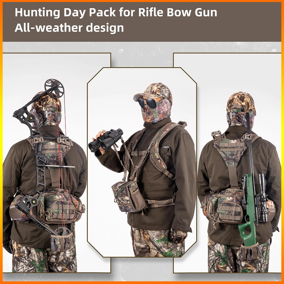 Hunting Backpack Hunting Fanny Pack with Harness Pouch Turkey Hunting fanny Harness houlder-Supported Waist pack for Bow Rifle