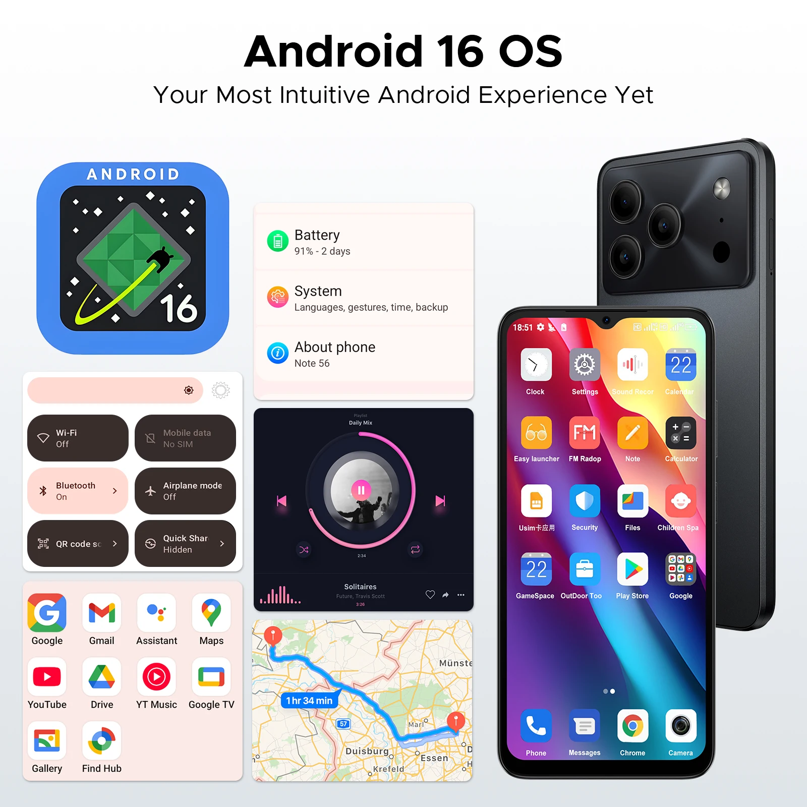 الإصدار العالمي DOOGEE Note 56 هاتف ذكي أندرويد 16 6150 مللي أمبير بطارية كبيرة 6.56 بوصة 90 هرتز عرض 24 جيجابايت 64 جيجابايت 8 ميجابكسل هاتف محمول