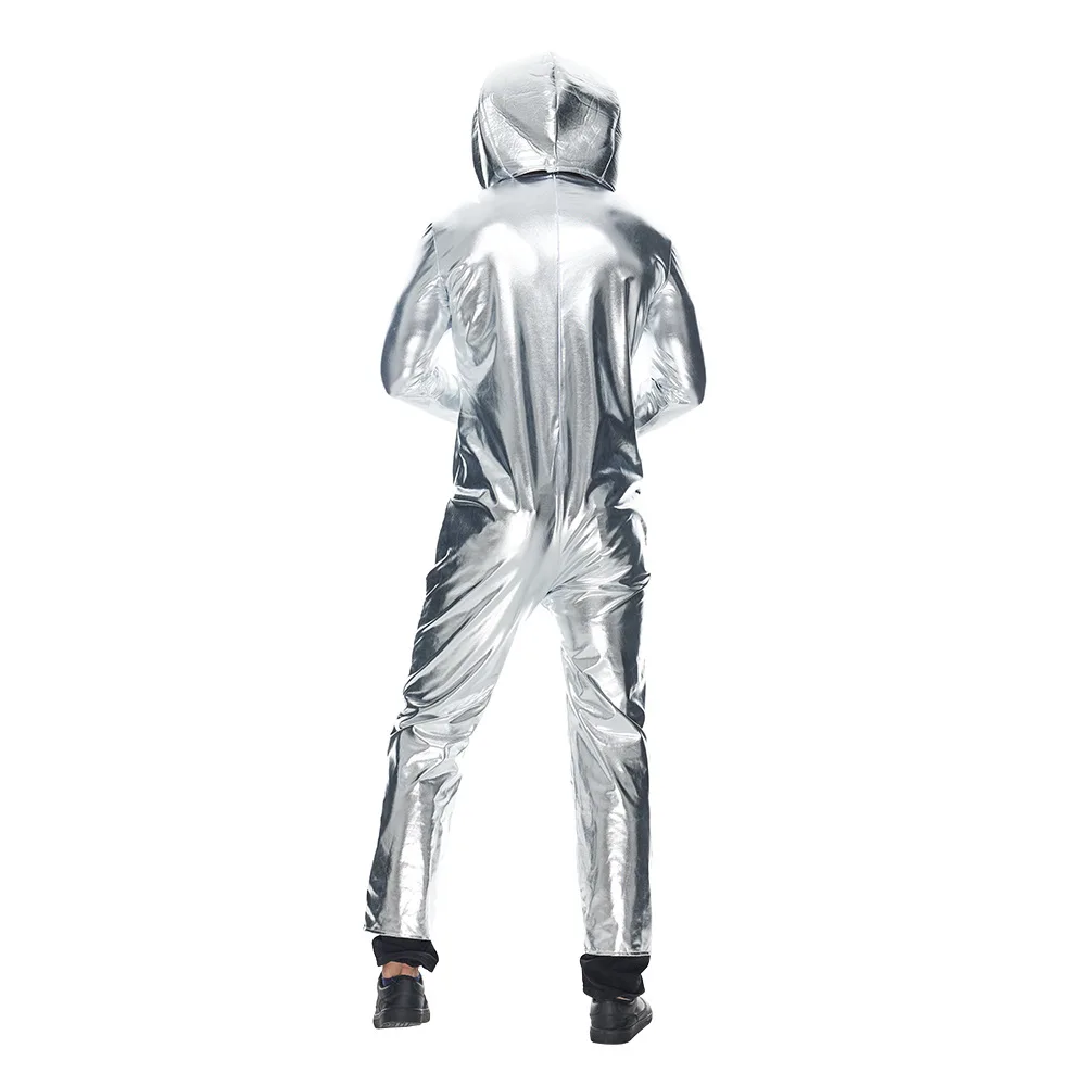 Sliver Outer Space Alien Men's Costume UFO Explorer Uniform Fancy Dress Astronaut Costume for Man Cosmonaut Space Suit