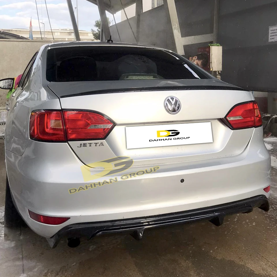 VW Jetta-difusor de parachoques trasero MK6, divisor de alerón sin salidas de escape, Piano, superficie negra brillante, plástico, 2010 - 2014