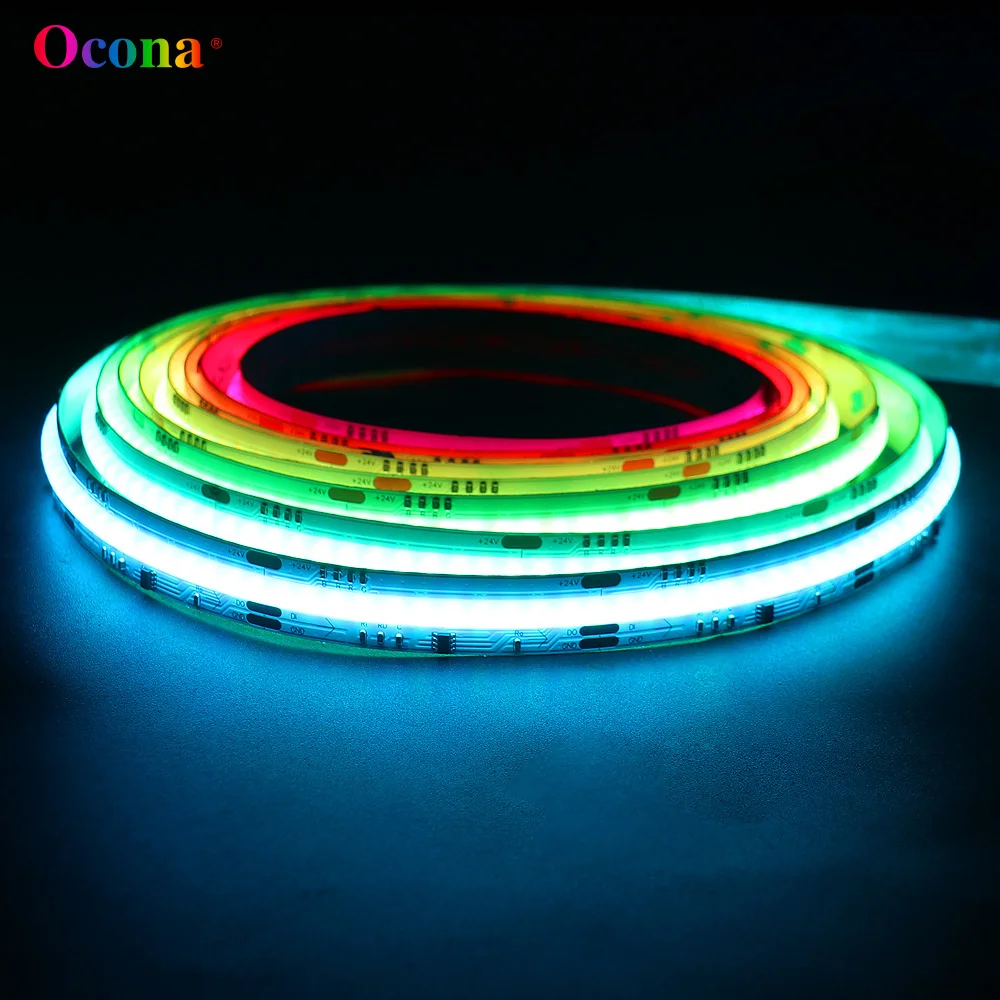 Pixel RGB COB LED Strip pour décoration de pièce, WS2811, DC 12V, 24V, haute densité 720LED/m, ruban lumineux LED intelligent flexible