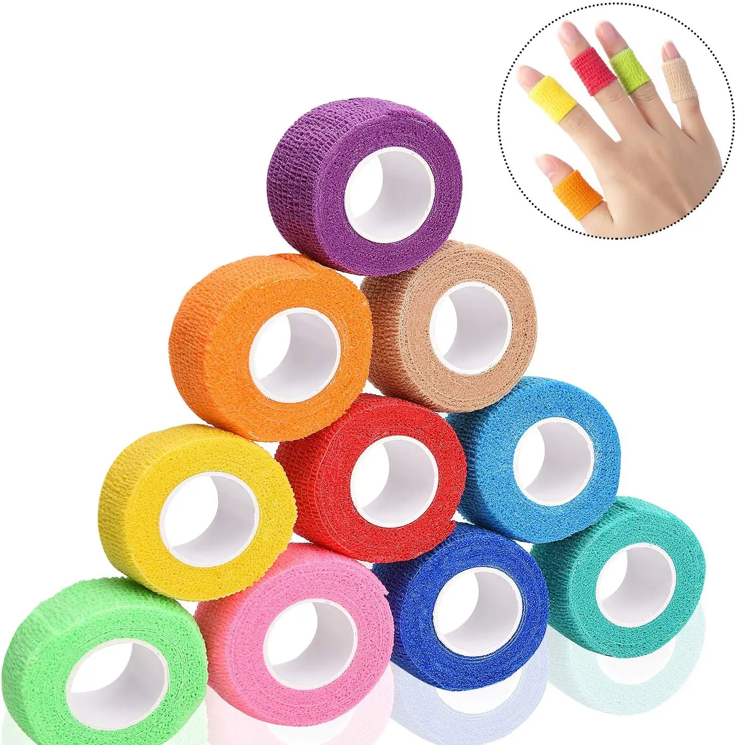 8 Rolls 2.5cm Width Finger Elastoplast Self Adhesive Bandage Cohesive Bandages Adherent Wrap Pet Tape