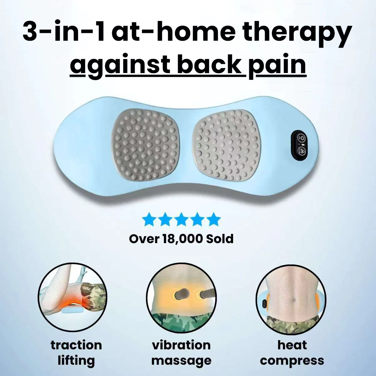 

SoOkay 3-in-1 Massager with Relief Bed Sleeping Shiatsu Deep Tissue Portable Shoulder Lower Back Pain Relief Waist Massager