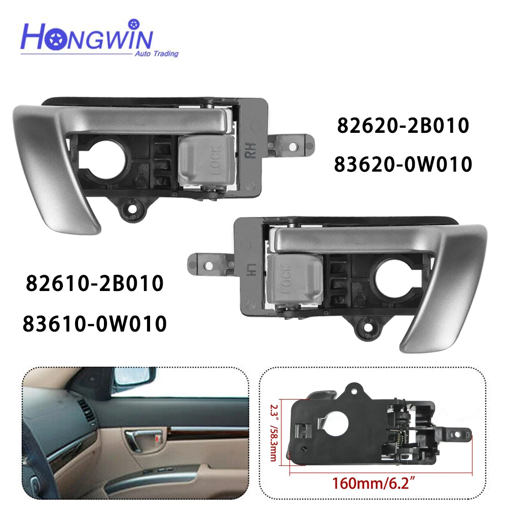 New Interior Inner Inside Door Handle Left Right For 2007 08 09 10-2012 Hyundai Santa Fe with Gray Knob 82610-2B010 82620-2B010