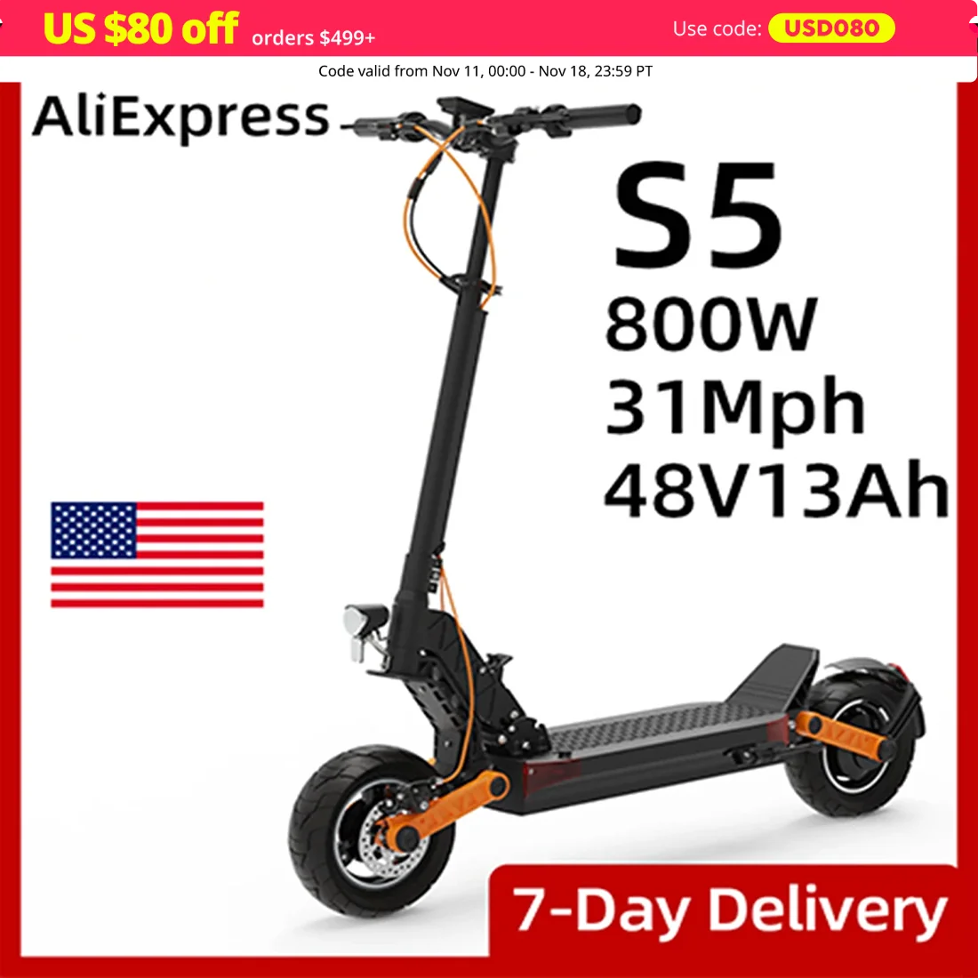 JOYOR S5 Electric Scooter For Adults Motor 800W Max Speed 31Mph 10 Inch 48V 13AH Battery Folding E-Scooter