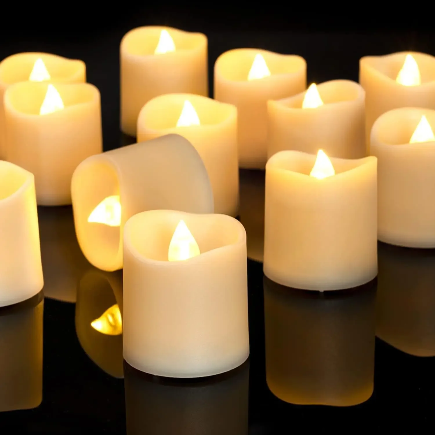 24 Stuks Vlamloze Led Kaarslichten Creatieve Wens Led Theelamp Warm Wit Halloween Bruiloft Kerst Decoratie Kaarslicht - afbeelding 2