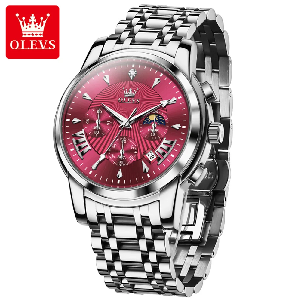 

OLEVS 2892 Men's Quartz Watch Luxury Waterproof Luminous Chronograph Classic Business Moon Phase Timepiece