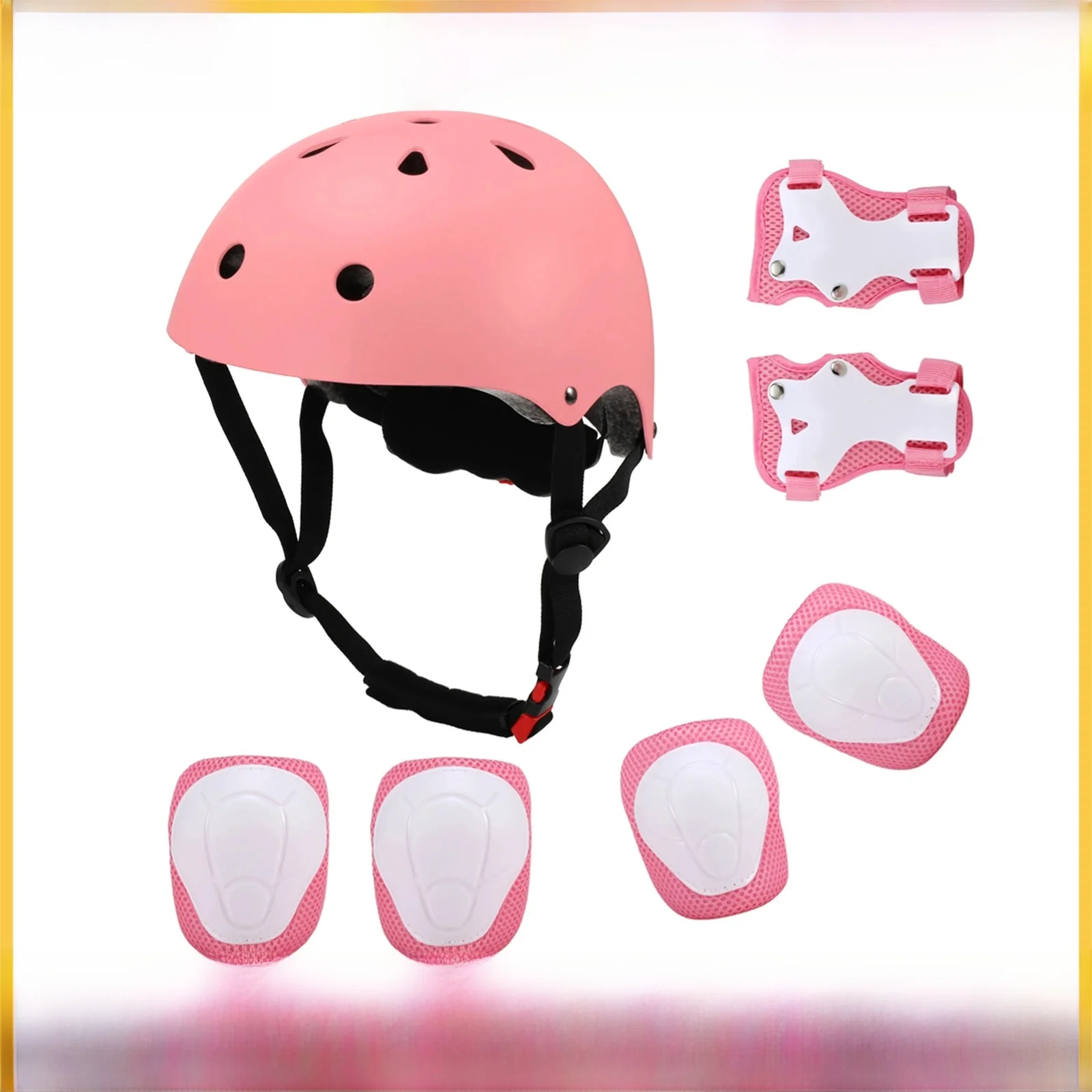 AliExpress NONE Kids 7 in 1 Helmet and Pads Set Adjustable Kids Knee Pads Elbow Pads Wrist Guards for Scooter Skateboard Roller Skating Cycling