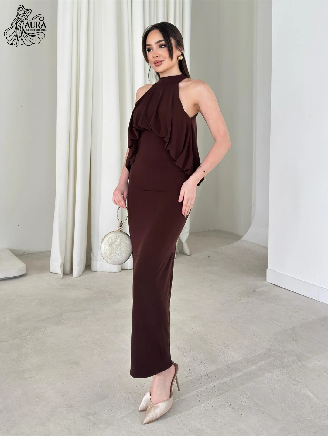 

Aura Women's Prom Dress 2026 Lapel A Word Reception Dresses for Weddings Custom Made Korean Popular Dress Satin Elegant Gown