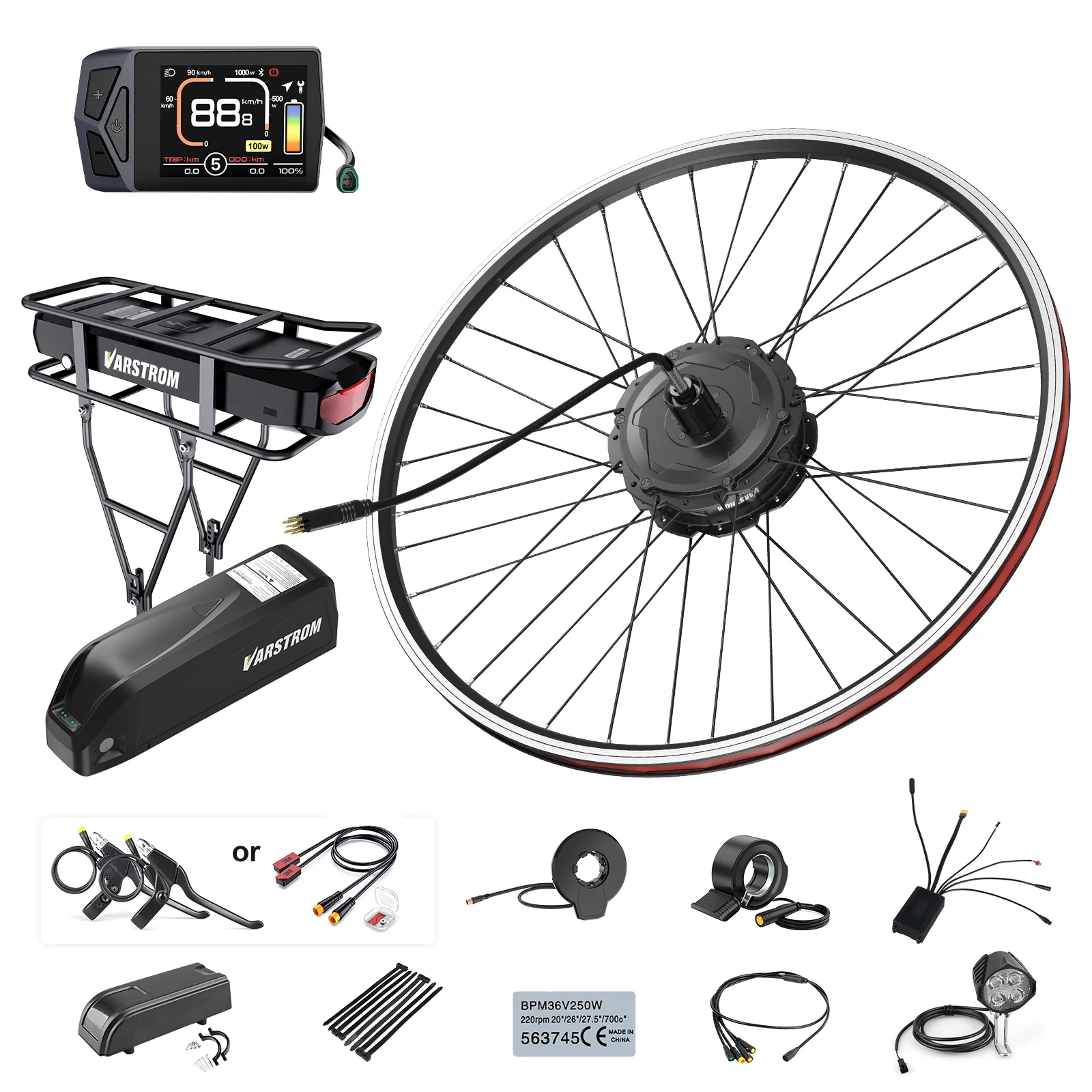 48V Elektrische Fiets Ombouwset Voor- en Achtermotor 20 26 27.5 28 29 | 125EVH 125XVH Borstelloze Elektrische Fiets Ombouwset Naafmotor Met Grote Capaciteit Batterij 48V 30Ah 20Ah 16Ah Onderbuis /