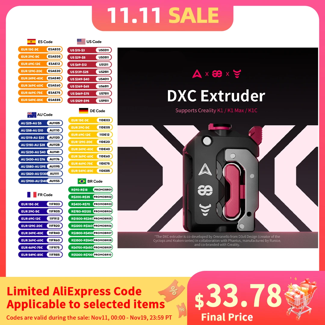 yZ[zŐV Phaetus DXC V1.1 GNXg[_[ wJMA fAhCuVXe Wo[W Creality K1 / K1 Max / K1C