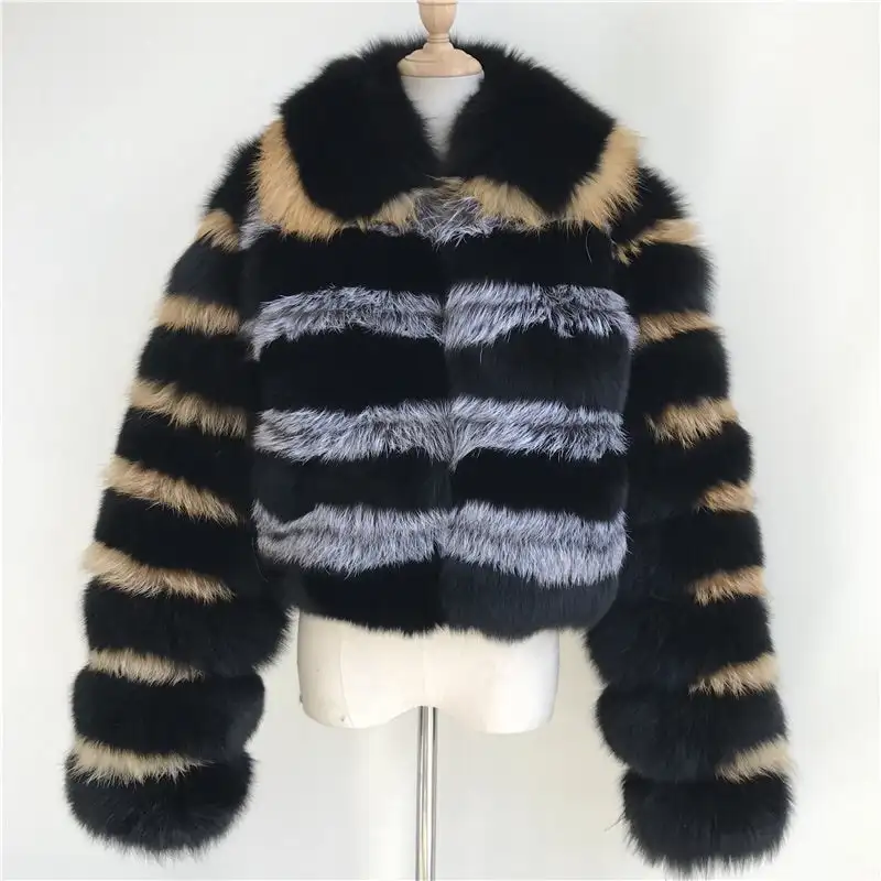 

High Quality New Real fur coat For Women Fashionable Winter Featured Chic Fox Fur Fluffy Thicken Luxury Overcoat Female Soft