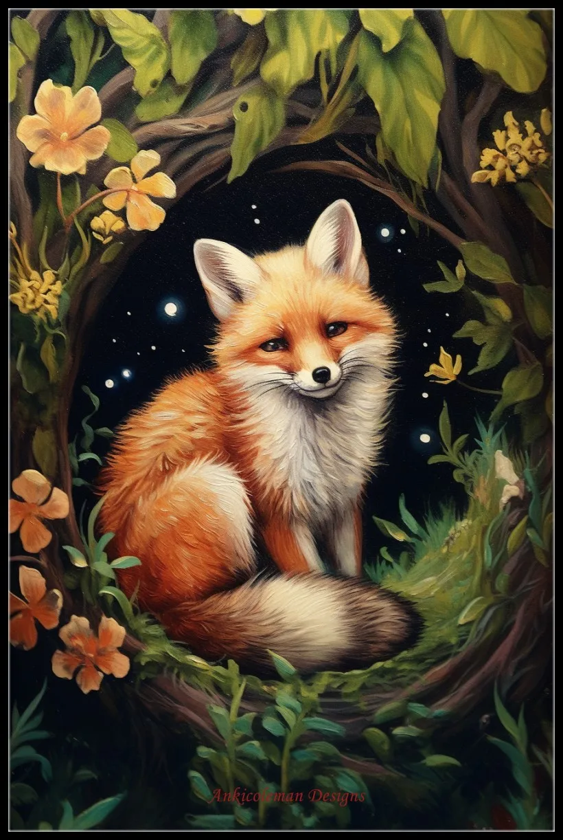 Embroidery Counted Cross Stitch Kits Needlework - Crafts 14 ct DMC Color DIY Arts Handmade Decor - Fox in the Moonlight