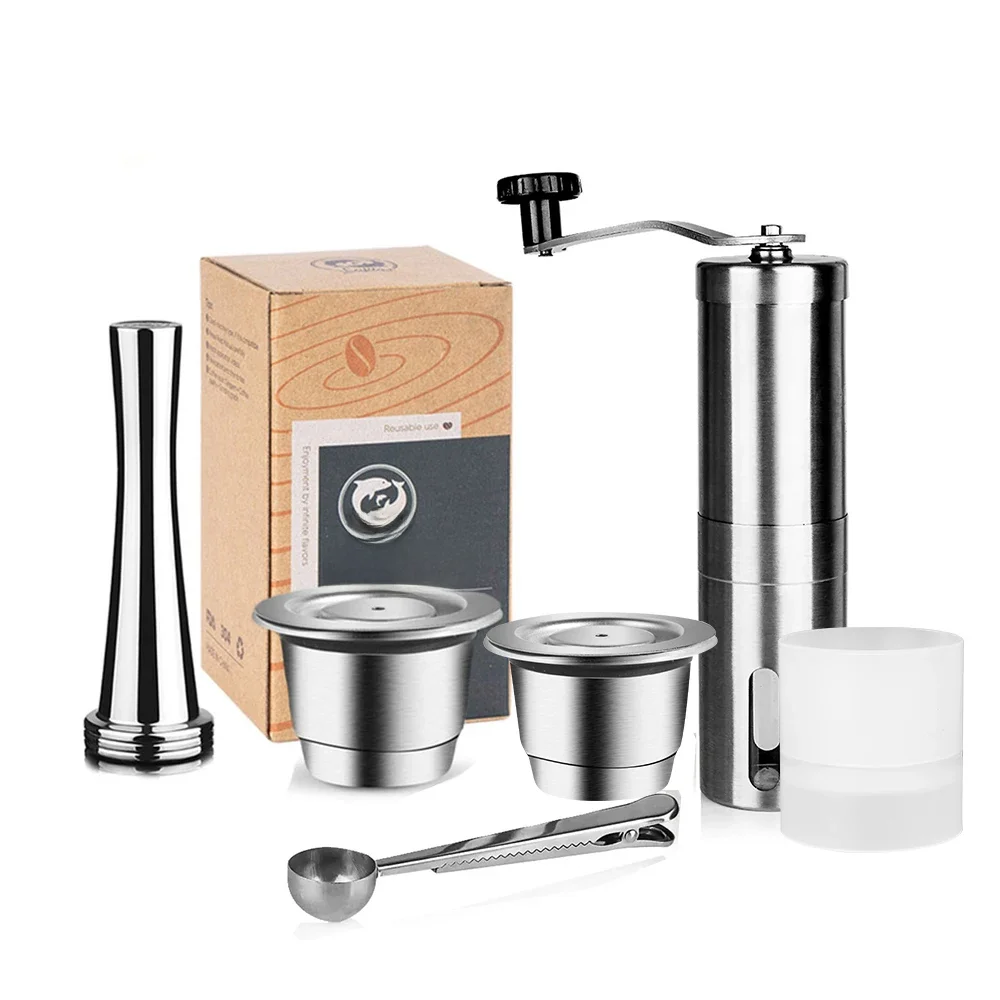 Capsule de café réutilisable pour tasses Nespresso Espresso Crema, dosettes de café rechargeables en acier inoxydable, filtres avec anneau de dosage de doseur