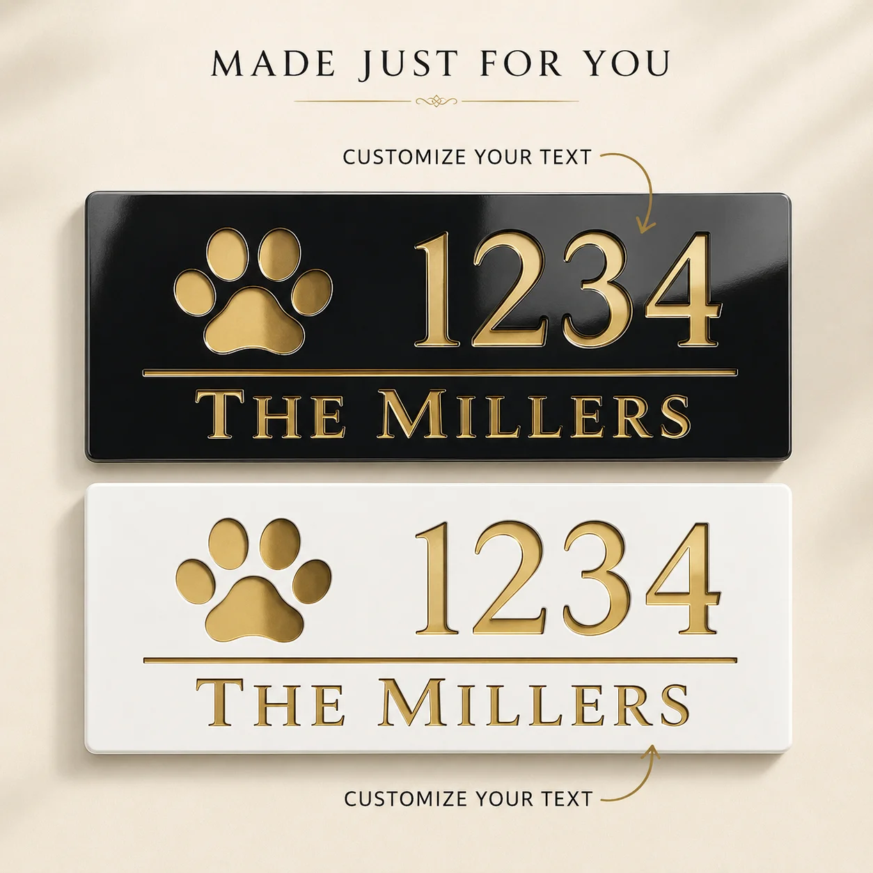 Custom (pet paw print) door numbers, room numbers, outdoor signs, nameplates, decorative door signs, office number plates, mailb