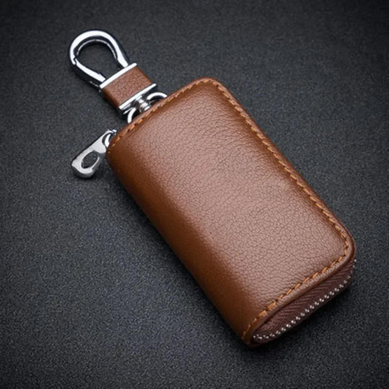 Skóra Premium Car Key pokrywy skrzynka metalowy brelok brelok klucz portfel autobie woreczek na klucze dla mężczyzn kobiety gospodyni torba na klucze — zdjęcie 2