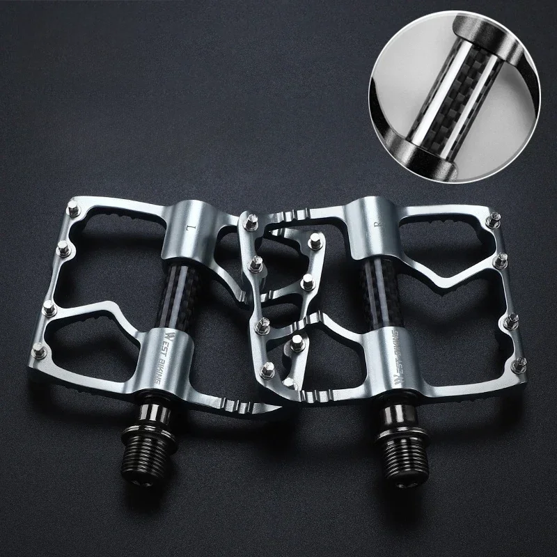 AliExpress West Biking WEST BIKING Carbon Fiber Tube Bicycle Pedals MTB BMX Road Bike Cycling Footrest Lightweight CNC Aluminum Alloy 3 Bearings Pedal