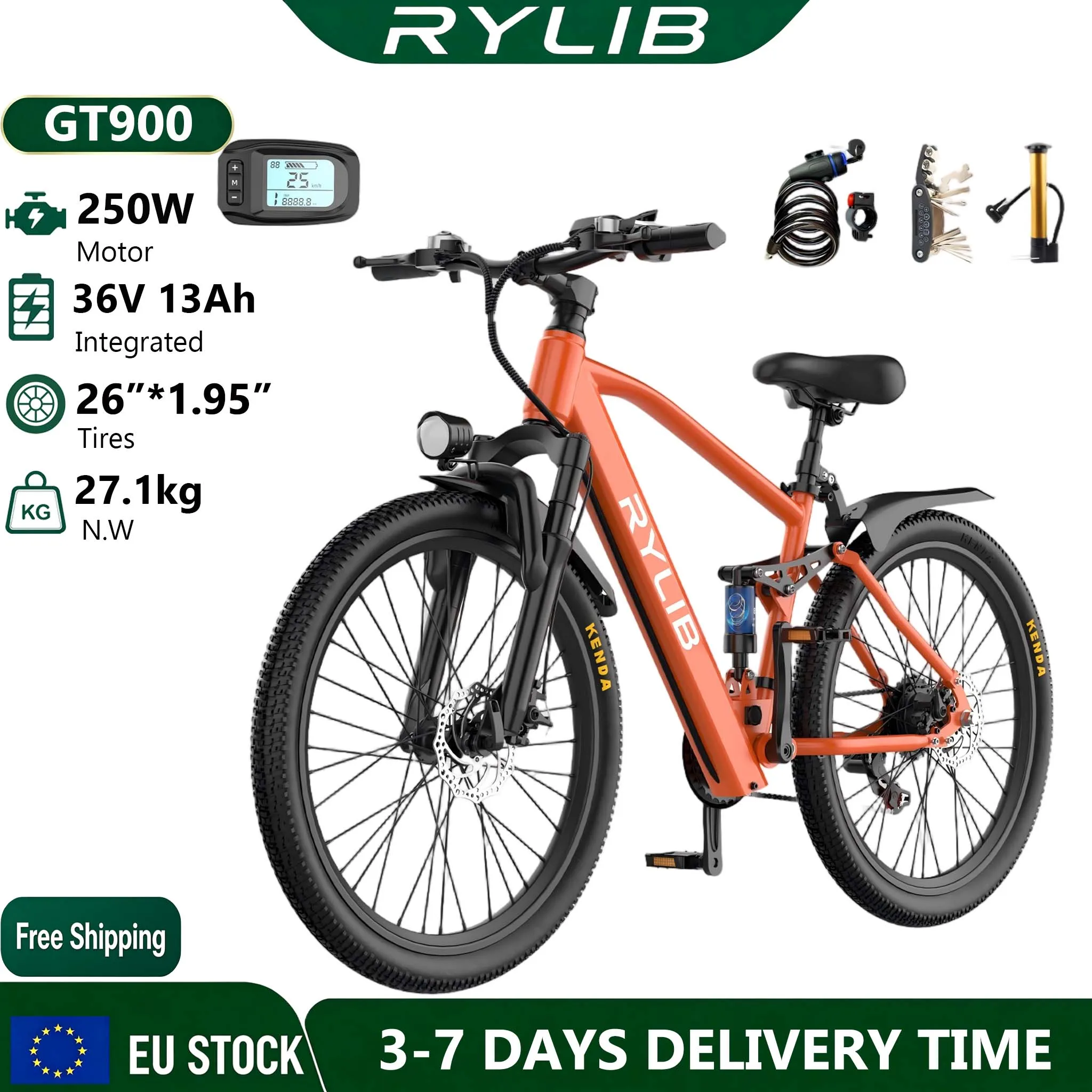 26'' Bicicletta Elettrica Città, Batteria Integrata 36V 13Ah, 250W, 25km/h, 30-60km, 21 Velocità Shimano, Acceleratore a Pollice, Display LCD con Sblocco NFC, Freno Meccanico, E-bike Urbana per Donna