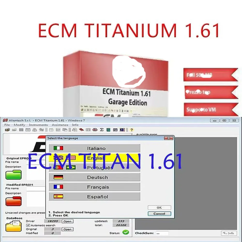 ECM TITANIUM 1.61 With 26000 + Driver ECM 18259 + Drivers for ecu tool  Send link+tutorial video+worry free after-sales service