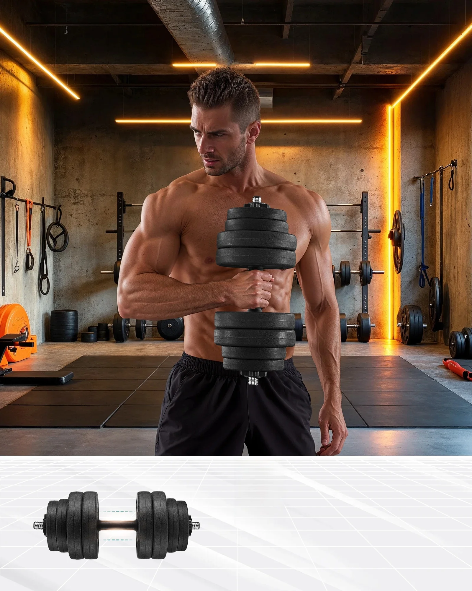 Songmics 2-In-1 Dumbbell 2X1 0/15Kg Dumbbell Set Voor Thuis, 1 Paar - afbeelding 2