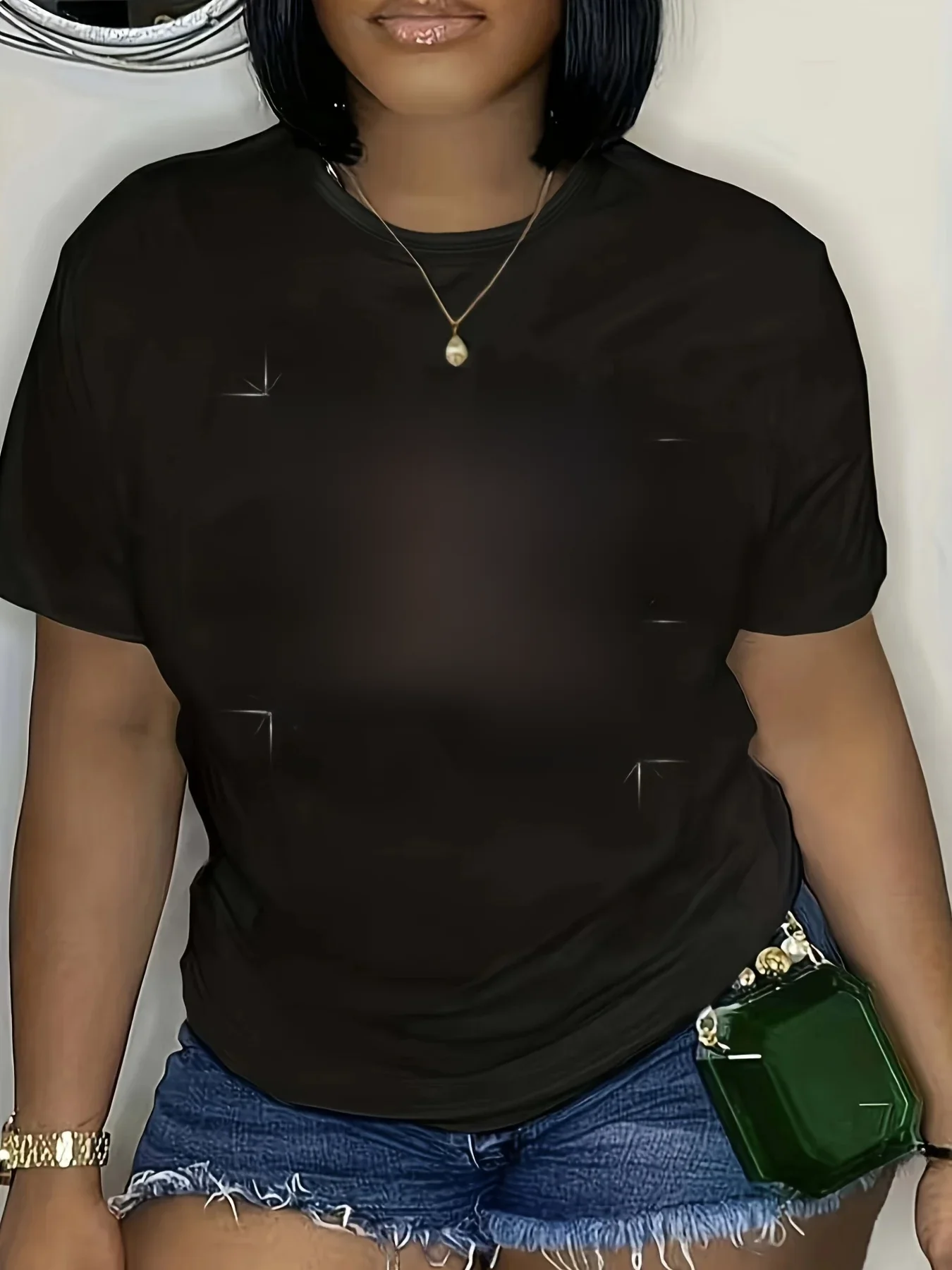 Koszulka z literami Rhinestone damska koszulka z okrągłym dekoltem i krótkim rękawem koszulki damskie Vintage graficzna moda codzienna koszula w stylu Harajuku Streetwear Tee — zdjęcie 2