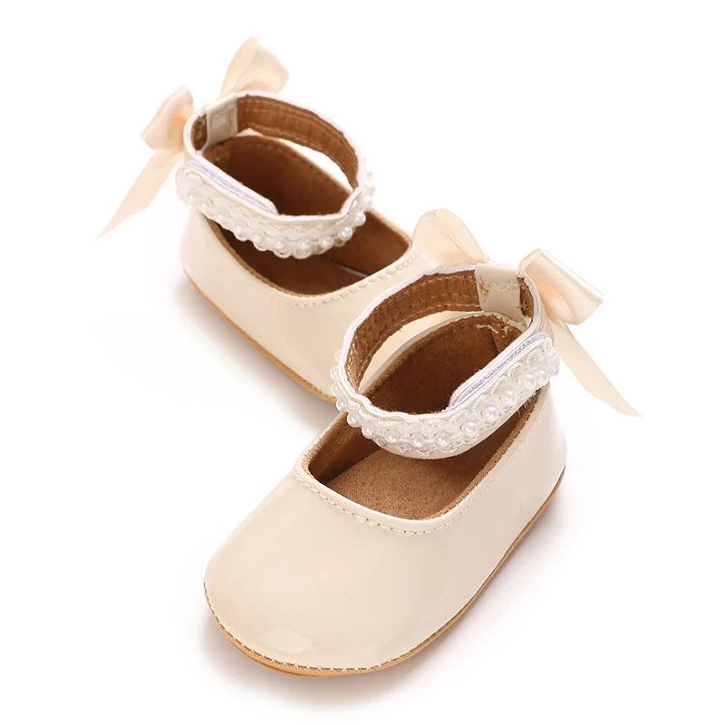 

0-18 Months Baby Girl's Little Leather Shoes New Cute Bow Princess Single Shoes Anti slip Baby Soft Bottom