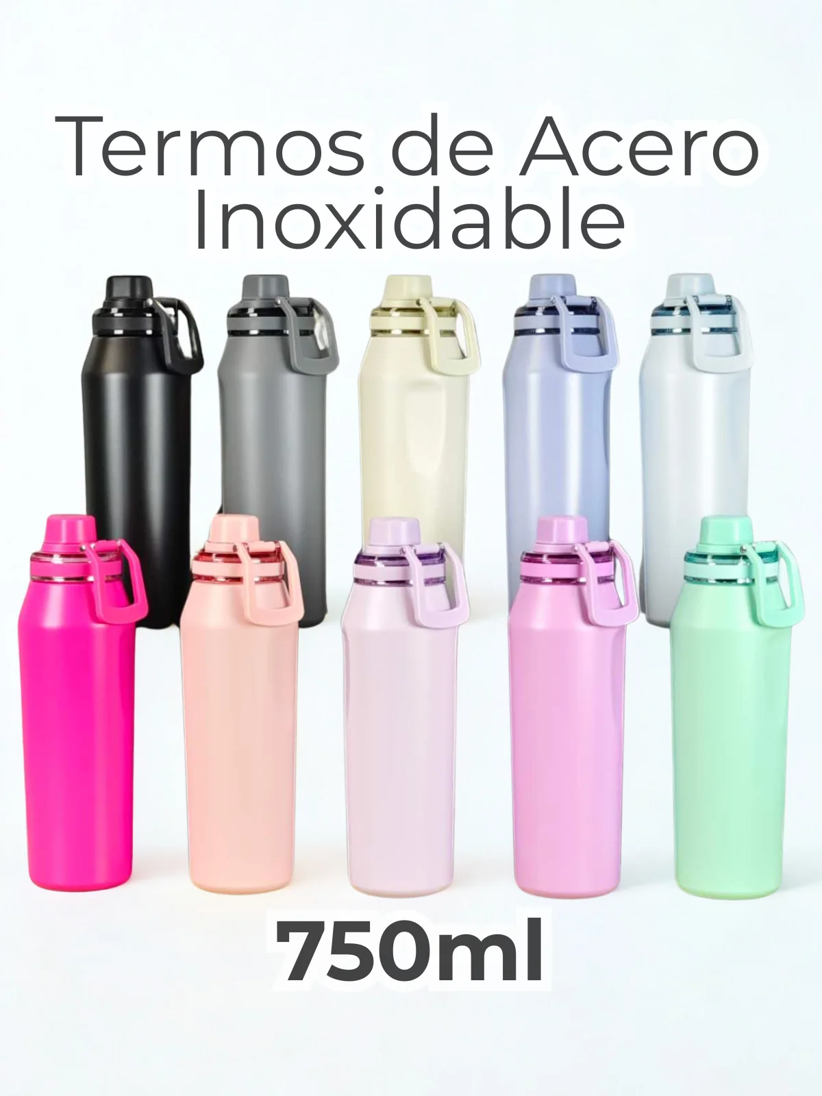 Termo de Acero Inoxidable PYA-4 750 ml | Botella Térmica para Agua, Café y Bebidas Frías o Calientes | Deportiva, Reutilizable, Antifugas, con Asa | Ideal para Gimnasio, Oficina, Escuela, Viajes y Regalo