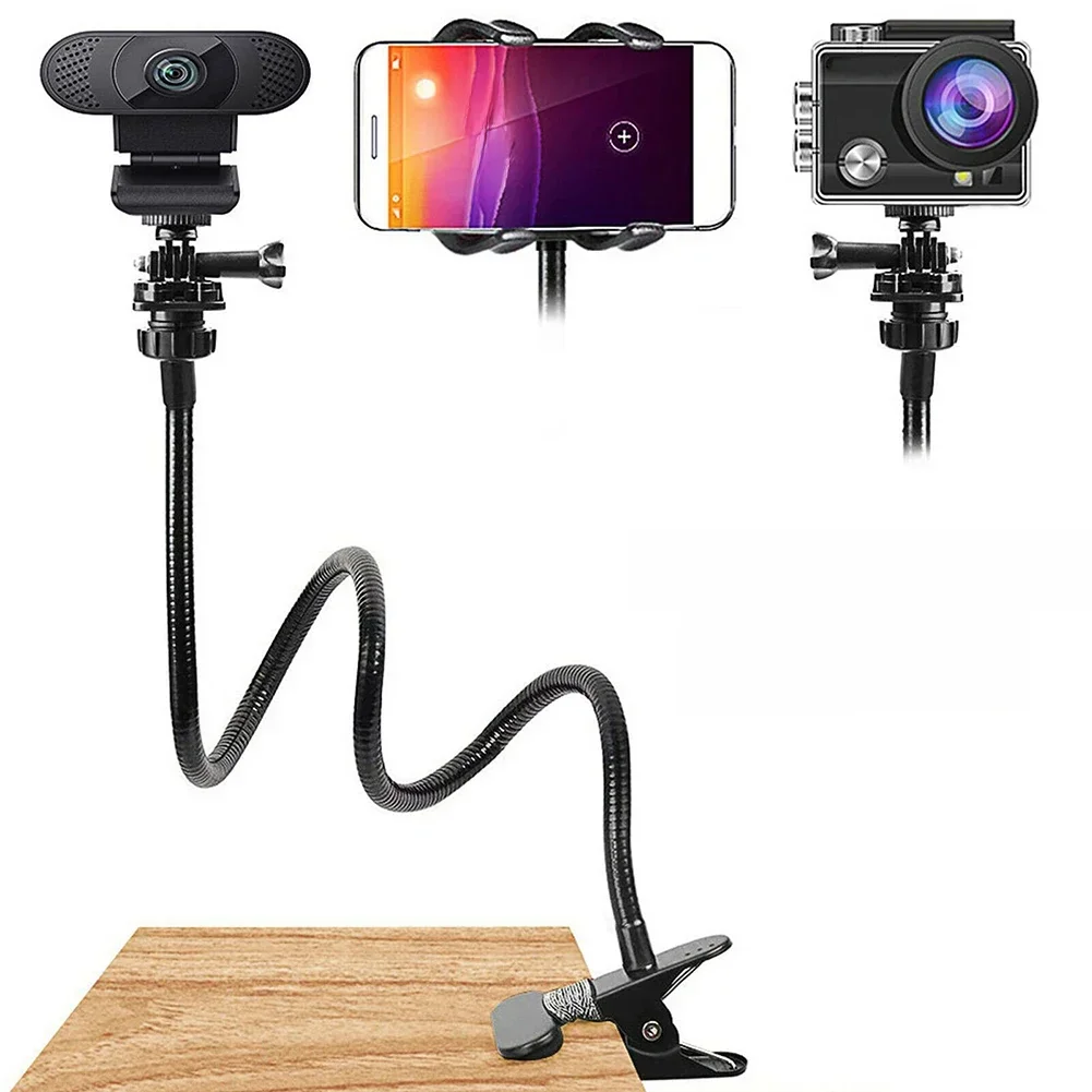 Elastyczny stojak na kamerę internetową Uchwyt na telefon komórkowy do Gopro/Logitech Stół Łóżko Biurko Zacisk na gęsiej szyi — zdjęcie 2